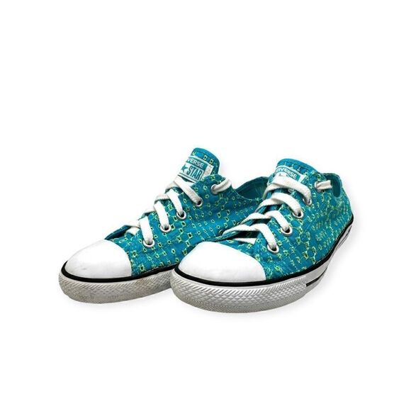 Converse All Star Sneakers blue/green Embroidered Eyelet Shoes women’s size 7 - Picture 2 of 12